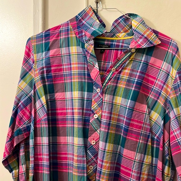 Multi color plaid button down casual blouse - Picture 1 of 1